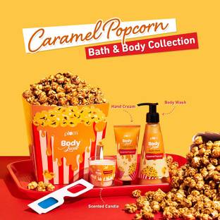 Plum BodyLovin' Caramel Popcorn Gift Set | Body Wash, Hand Cream & Scented Candle