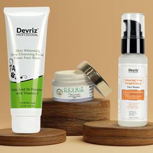 DEVRIZ PROFESSIONAL Anti-aging Skin Whitening Day Serum & Brightening Night Cream with Face Wash