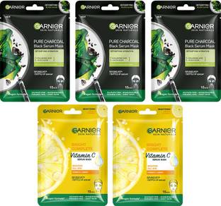 GARNIER Bright Complete Vitamin C & Pure Charcoal Serum Sheet Mask