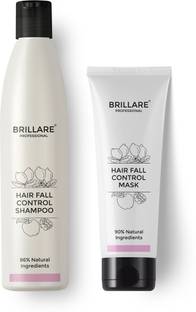 BRILLARE Combo of Hair Fall Control Shampoo & Hair Fall Control Hair Mask, Reduce Seasonal Hair Fall, Soy Protein, Vital Plants, Paraben-Free