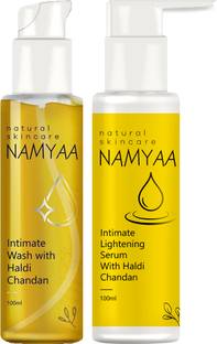 Namyaa Haldi Chandan Intimate Glow Kit - For Dark Intimate Area | Serum 100ml & Wash 100ml