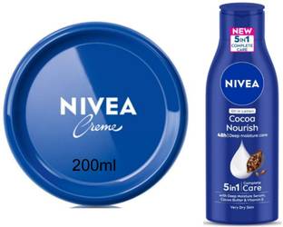NIVEA Cocoa Nourish Lotion 200ml & Cream 200ml (Pack of 2)