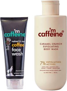 mCaffeine De-Tan & Exfoliate Face & Body Combo | Caramel Body Wash & Coffee Face Wash