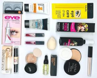 N.Y.N Essential Oil,Primer,foundation,Concealer,Loose Powder,Contour Stick,Paff,Fixer,Kajal,Compact Powder,2 lipstick,eyelashes,Glue