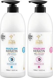 Global Amazon Secrets Brazilian keratin Sulphate Free shampoo and conditioner 1000ml each