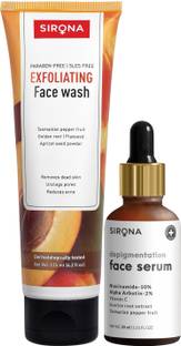 SIRONA Depigmentation Face Serum (30 ml) with Natural Exfoliating Face Wash (125 ml)