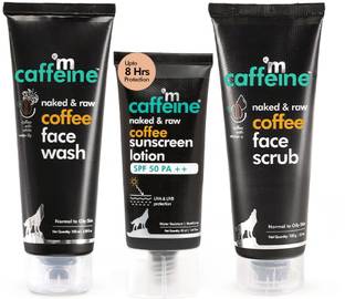 mCaffeine Pollution & Sun Protection SPF 50++ Coffee Kit with Face Wash, Scrub & Sunscreen