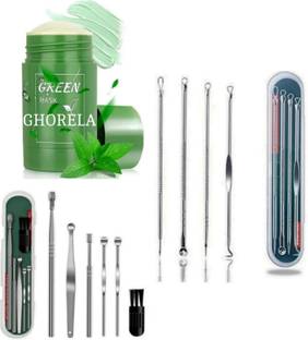 ghorela g 1 Blackhead Remover Tool Set + 1 Ear Wax Remover Tool Set + 1 Green Stick Mask (Pack of 3)