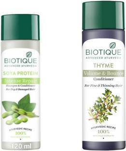 BIOTIQUE Soya Protein Shampoo 120 ML & Thyme Conditioner 190 ML