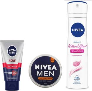 NIVEA Acne 50gm FW DSR 30ml Cream and NG Smooth Skin 150ml Deo