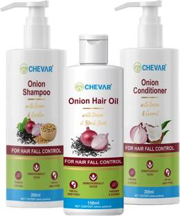 Chevar Red Onion Black Seed Oil Ultimate Hair Care Kit (onion hair oil +shampoo + conditioner )