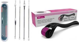 ghorela g 1 Blackhead Remover Tool Set + 1 Derma Roller (Pack of 2)