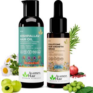 Avimee Herbal Hair Growth Super Saver Combo: Keshpallav Hair Oil and Scalptone Hair Growth Serum