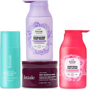 Foxtale Clear & Bright Combo | Face Wash Mask Body Wash Detan Lotion