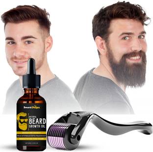 smartdrops Advance Beard Growth Kit for Men-Growth Oil, Activator, Derma Roller 0.5 mm