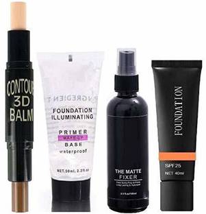 Dyegim Combo Of 2 in 1 3D Highlighter With Matte Fixer And Primer, Matte Liquid Foundation