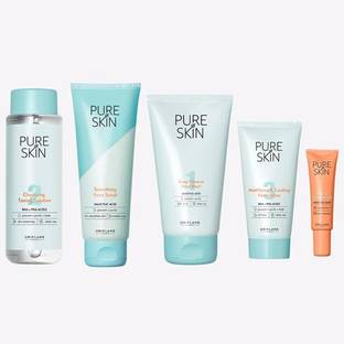 Oriflame PURE SKIN Deep Cleanse Face Wash 150 ml , Clarifying Toning 150 ml , Face Scrub 75 ml , Face Lotion 50 ml , SOS Blemish Gel 6 ml