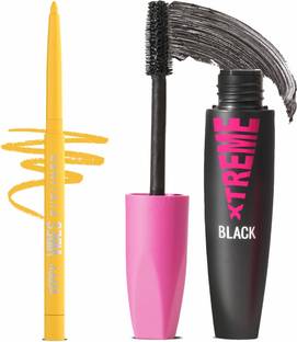Glam21 Peppy Vibes Matte Smooth Eyeliner -Sunshine,0.4gm & Xtreme Mascara|Waterproof Volumizing-Black,10ml|Combo