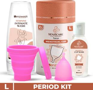 senziwash Periods Kit I Truecup Large Reusable Menstrual Cup, Intimate wash, Sterilizer Cup & Cup Wash | Hygienic & Comfortable Period