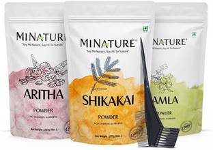 mi nature Aritha Powder, Shikakai Powder & Amla Powder227g|for hair Growth & conditioning dry hair|227g each