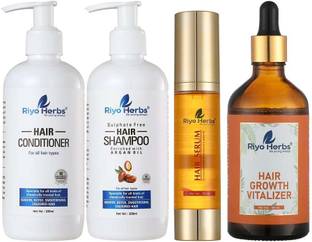 Riyo Herbs Hair Care Combo With Shampoo, Conditioner, Serum & Growth Vitalizer For Dandruff, Frizzy & Damaged Hair for All Hair Types