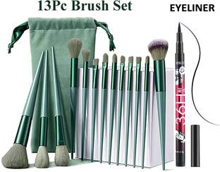 VIVIQ 13pc Premium Makeup Brushes+36H Liquid Eyliner| Eyeshadow Brush| Multicolor