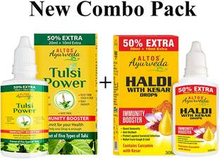 ALTOS AYURVEDA TULSI POWER 30ml + HALDI WITH KESAR DROPS 30ML COMBO PACK