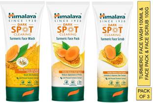 HIMALAYA dark spot clearing turmeric face wash 100ml & face pack & face scrub 100g (combo pack)