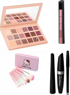 SHEFFO 7 PC MAKEUP BRUSHES+ 5IN1 MATTE RED LIPSTICK + 3IN1 COMBO SET EYELINER,MASKARA