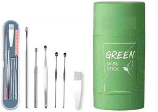 Lusty soul Green Tea Mask Stick for Face Moisturizes Oil Control, Deep Clean Pores & Ear Wax Remover Tool Kit