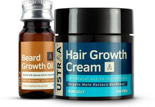 USTRAA Beard Growth Oil - 35 ml & Hair Growth Cream - 100 g