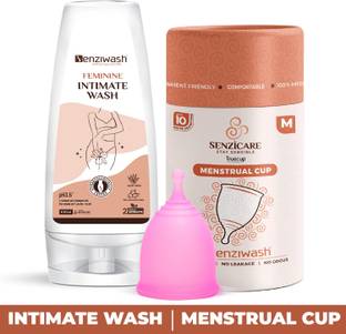 senziwash Intimate Wash For Women Hygiene With Truecup Menstrual Cup Medium Size| Intimate Wash