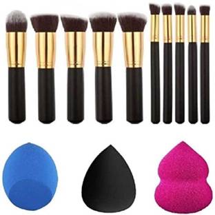 mkldsrh Makeup Brushes set 10 Pcs with 3 Makeup Sponge for face make up brushes