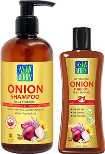 ASTABERRY Onion Shampoo 300ml & Onion Hair Oil 200ml