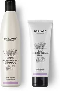 BRILLARE Combo of Heavy Moisturising Shampoo & Heavy Moisturising Hair Mask, For Frizz Free, Nourished Hair, Wheat Germ & Avocado Fruit