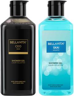 BELLAVITA CEO MAN & SKAI AQUATIC Shower Gel|2x250ML|Helps in Moisturising Skin