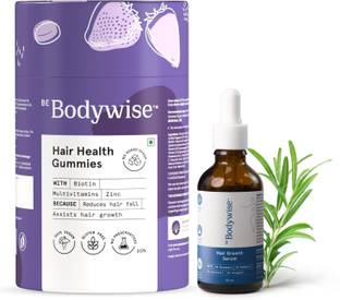 Be Bodywise Biotin Hair Gummies for HairFall 60N |3% Rosemary Hair Growth Serum 50ml|2 Items