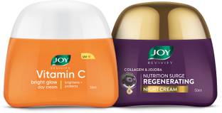 Joy Revivify Vitamin C & Carrot Seed Brightening Face Cream 50ml | Revivify Collagen & Jojoba Night Cream 50ml ( Combo Pack )