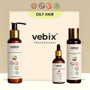 Vebix Professional Customized Regimen HairFall Control Combo Kit| Lotus Shampoo ,Neem Hair Oil & Hair Growth Serum| Anti Hair Fall Kit