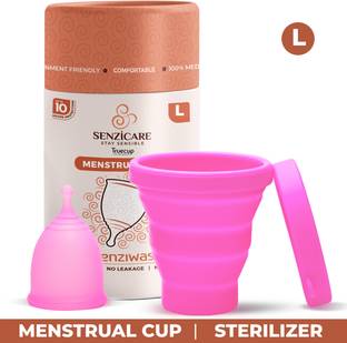 senziwash Truecup Reusable Large Menstrual Cup & Sterilizer Cup Care Kit | Period Care Combo pack for Women