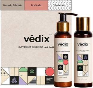 Vedix Customised Hair Fall Control Combo pack | Hair Oil & Ayurvedic Shampoo | Dry Scalp | Curly Hair | Anti Hair Fall Kit, 200 ml