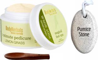 BodyHerbals Foot Exfoliating Kit Lemongrass Foot scrub and Pumice stone Combo Set