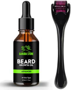 Garuda Store Beardinator Basics, Beard Growth Oil (30ml) & Beard Activator (Derma Roller) 0.5 mm, 540 titanium needles) | Made in India