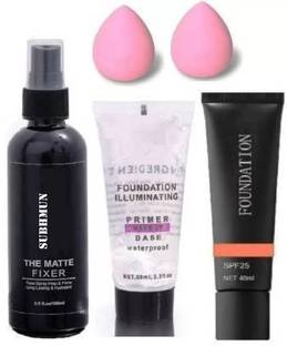 SHEFFO Makeup combo of Primer & Fixer & Foundation With two puff sponge