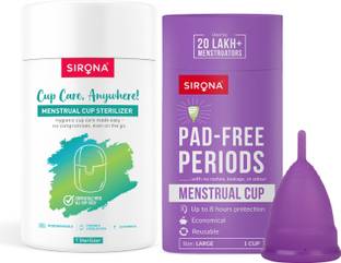 SIRONA Foldable Menstrual Cup Sterilizing Container & Reusable Menstrual Cup - Large