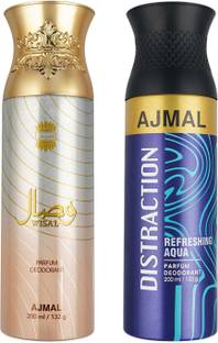Ajmal Wisal and Distraction Deodorants each 200ML For Men & Women