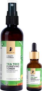Pilgrim Spot Removal Kit with 10% Niacinamide & Hyaluronic Acid Tea Tree Toner + Blemish Remover Serum
