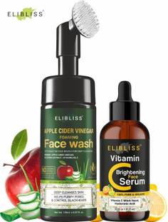 ELIBLISS Vitamin C-Skin Clearing Face Serum + Apple Cider Vinegar Foaming Face Wash
