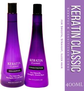 xpel marketing uk Keratin Classic Shampoo & Conditioner Combo with Keratin, For Smooth, Straight, Sleek Hair, 400 ml-SLES Free