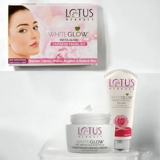 LOTUS HERBALS Whiteglow Deep Moisturiser Cream Pinkglow Facewash With Instaglow Facial Kit